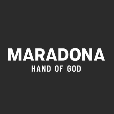 Maradona Hand of God Logo Kids T-Shirt – black close-up detail shot of the Maradona Hand of God Players Couture logo design