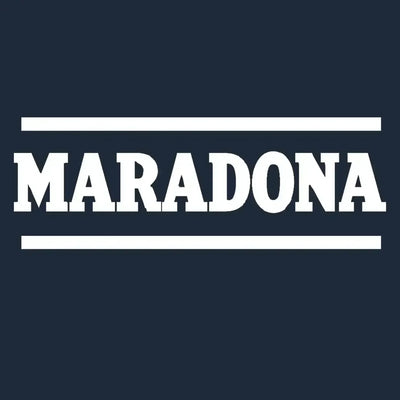 Maradona Logo Kids Hoodie – navy close-up detail shot of the Maradona Players Couture logo design