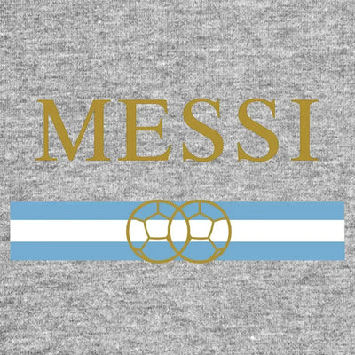 Lionel Messi Flag Logo Kids T-Shirt – grey close-up detail shot of the Lionel Messi Flag Players Couture logo design