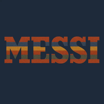 Lionel Messi Classic Logo Men's T-Shirt – navy close-up detail shot of the Lionel Messi Players Couture logo design