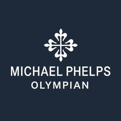 Michael Phelps Logo Men's T-Shirt – navy close-up detail shot of the Michael Phelps Players Couture logo design