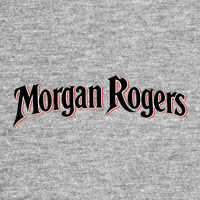 Morgan Rogers Logo Men's T-Shirt – grey close-up detail shot of the Morgan Rogers Players Couture logo design