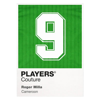 Roger Milla 9 Football Shirt Frame Men's Hoodie – white close-up detail shot of the Roger Milla 9 Football Players Couture