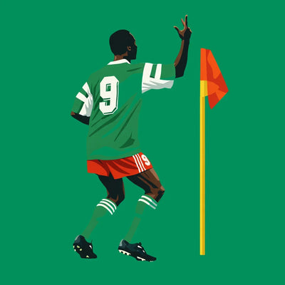 Roger Milla Icon hoodie – green men's hoodie with white Roger Milla Icon letters and Players Couture logo on the chest