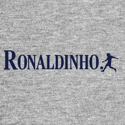 Ronaldinho Logo Kids Hoodie – grey close-up detail shot of the Ronaldinho Players Couture logo design