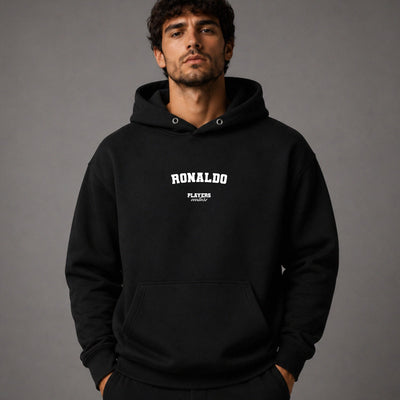 Ronaldo name-print hoodie - black