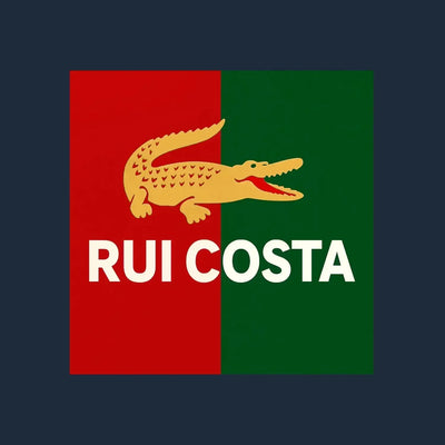 Rui Costa Logo Men's Hoodie – navy close-up detail shot of the Rui Costa Players Couture logo design