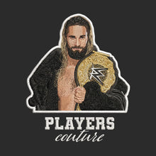 Seth Rollins Badge Men's Hoodie – white close-up detail shot of the Seth Rollins Players Couture logo design