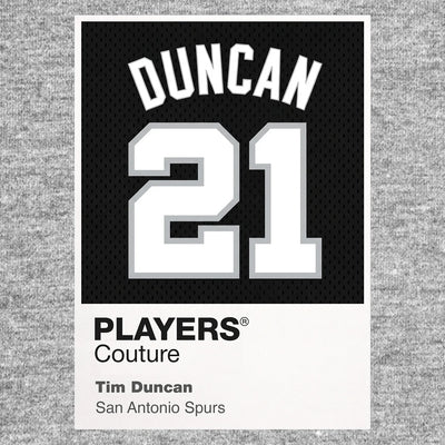 Tim Duncan 21 Black Jersey Frame Men's T-Shirt – black close-up detail shot of the Tim Duncan 21 Black Players Couture logo