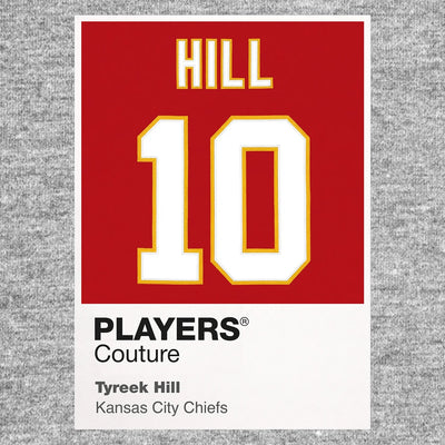 Tyreek Hill 10 Chiefs Jersey Frame Men's T-Shirt – grey close-up detail shot of the Tyreek Hill 10 Chiefs Players Couture