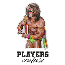 Ultimate Warrior Badge Men's Hoodie – black close-up detail shot of the Ultimate Warrior Players Couture logo design