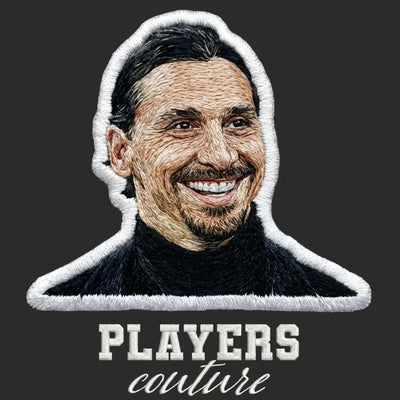 Zlatan Ibrahimovic Badge Men's Hoodie – black close-up detail shot of the Zlatan Ibrahimovic Players Couture logo design