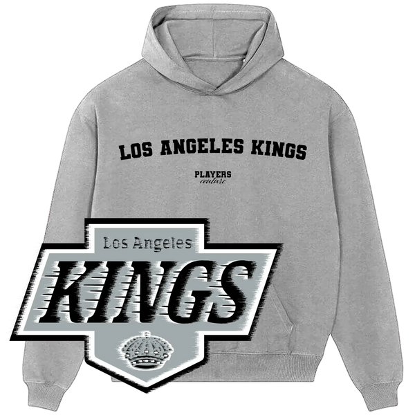 Grey Los Angeles Kings Players Couture hoodie with team logo, premium sports fashion fanwear.