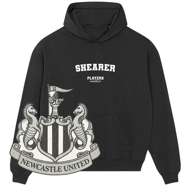 Black Newcastle United hoodie by Players Couture featuring Shearer text and club crest