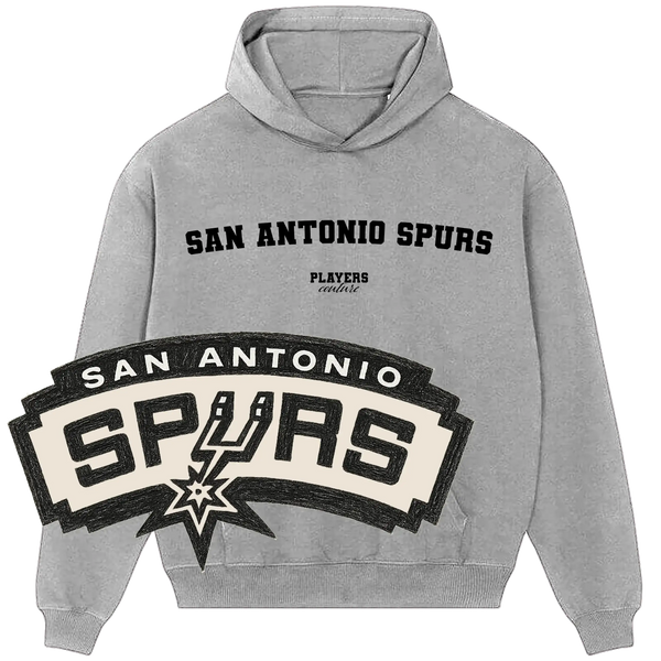 San Antonio Spurs grey hoodie from Players Couture with team logo and sports fanwear style.