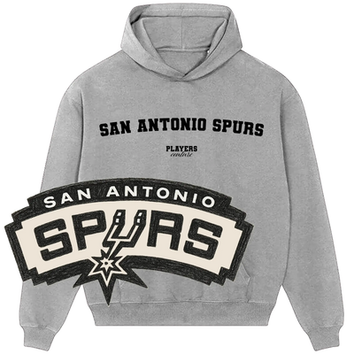 San Antonio Spurs grey hoodie from Players Couture with team logo and sports fanwear style.