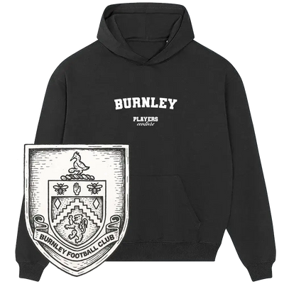 Burnley Players Couture black hoodie with Burnley Football Club vintage crest