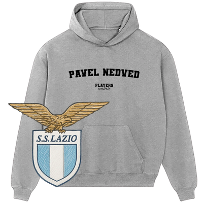Gray Pavel Nedved Players Couture hoodie with large S.S. Lazio eagle crest