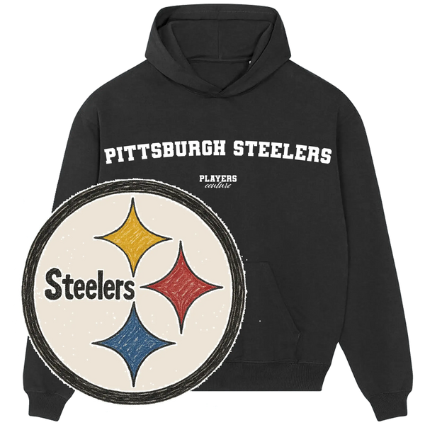 Black Pittsburgh Steelers hoodie by Players Couture with team logo and bold white lettering