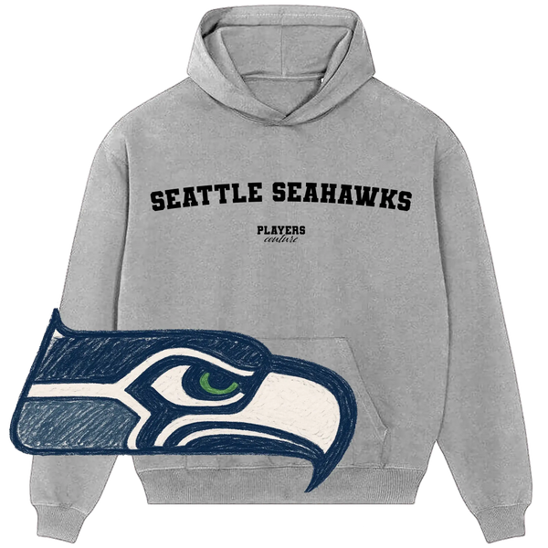Grey Seattle Seahawks hoodie by Players Couture with team logo, premium sports fan apparel