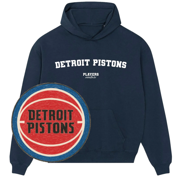 Navy Detroit Pistons Players Couture hoodie with team logo, stylish sports fan hoodie