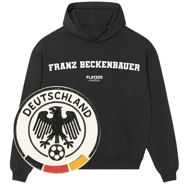 Black Players Couture Franz Beckenbauer hoodie with Germany Deutschland soccer emblem