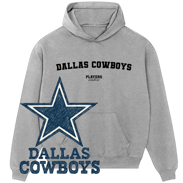 Dallas Cowboys grey hoodie by Players Couture with team logo and bold text, sports fanwear