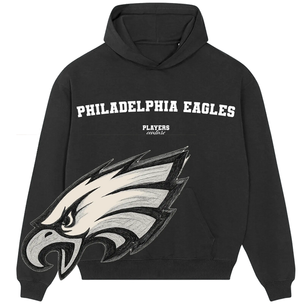 Black Philadelphia Eagles hoodie by Players Couture with bold eagle graphic and sporty design