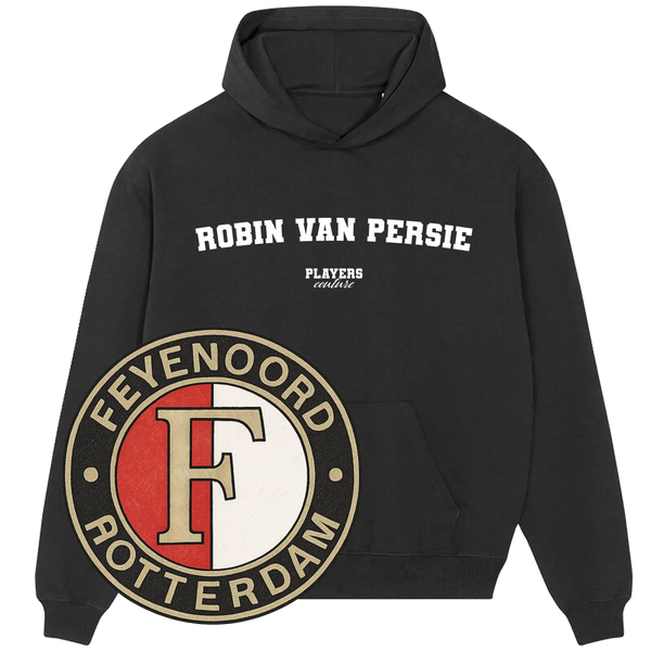 Black Players Couture hoodie with 'Robin van Persie' text and Feyenoord Rotterdam logo.