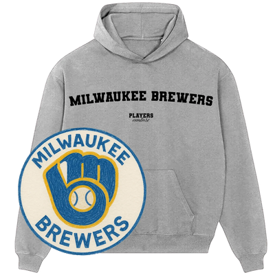Gray Milwaukee Brewers hoodie by Players Couture with vintage team logo patch
