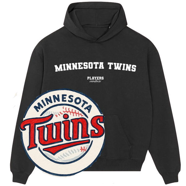 Minnesota Twins black hoodie by Players Couture with vintage Twins logo, premium fanwear