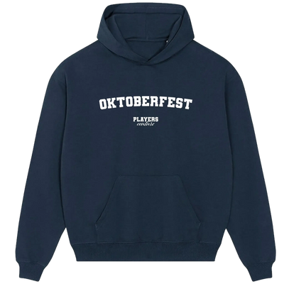 Navy blue Players Couture Oktoberfest hoodie, premium men's sports fashion fanwear