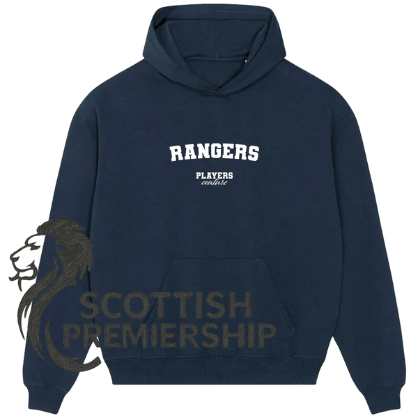 Navy Rangers hoodie by Players Couture, Scottish Premiership sports fanwear apparel.