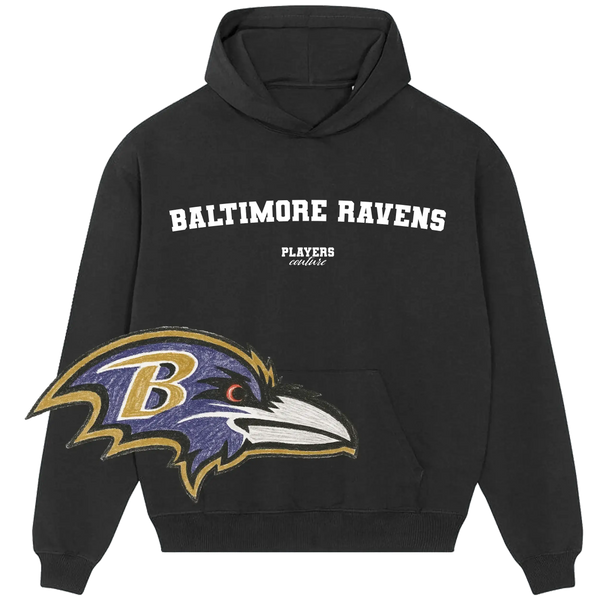 Black Players Couture Baltimore Ravens hoodie with team logo, premium sports fanwear