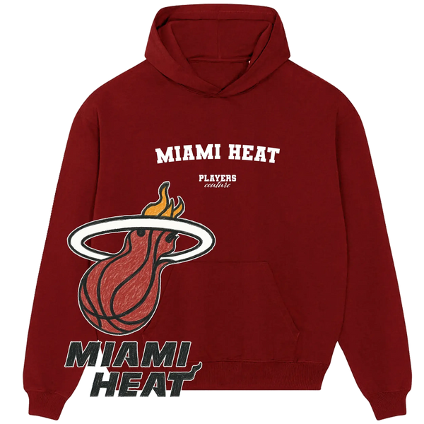 Miami Heat maroon hoodie by Players Couture with team logo and sporty fanwear design