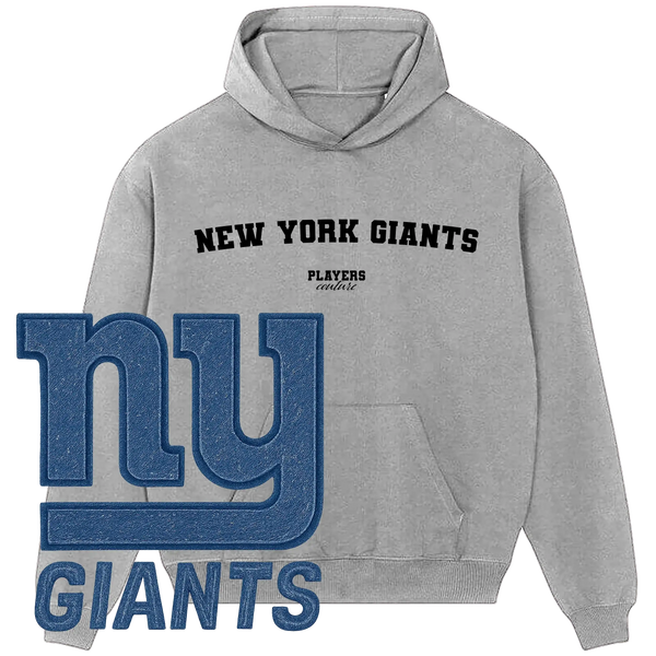 Grey New York Giants Players Couture hoodie with blue NY Giants logo in front