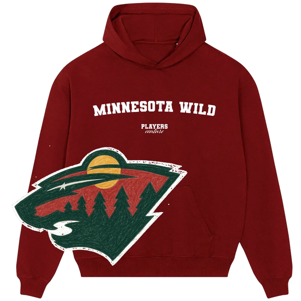 Minnesota Wild maroon hoodie with team logo, Players Couture sports fashion apparel