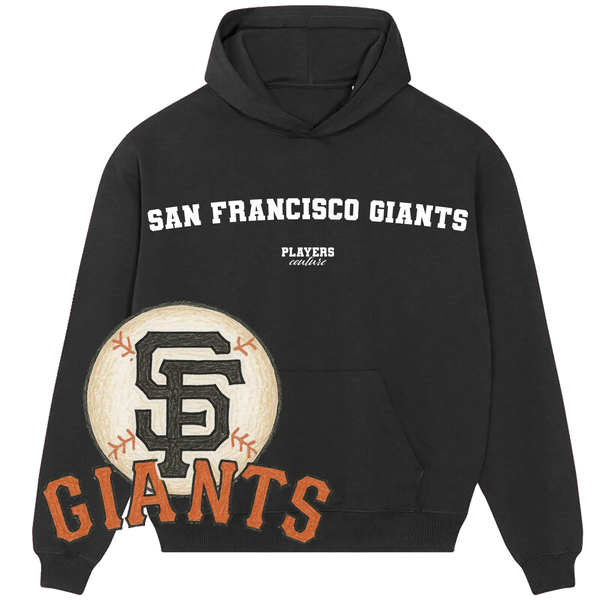 San Francisco Giants black hoodie by Players Couture featuring team name and baseball graphic