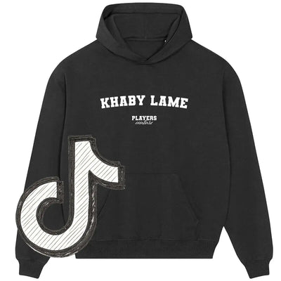 Black Players Couture hoodie with 'KHABY LAME' text and TikTok-inspired logo graphic