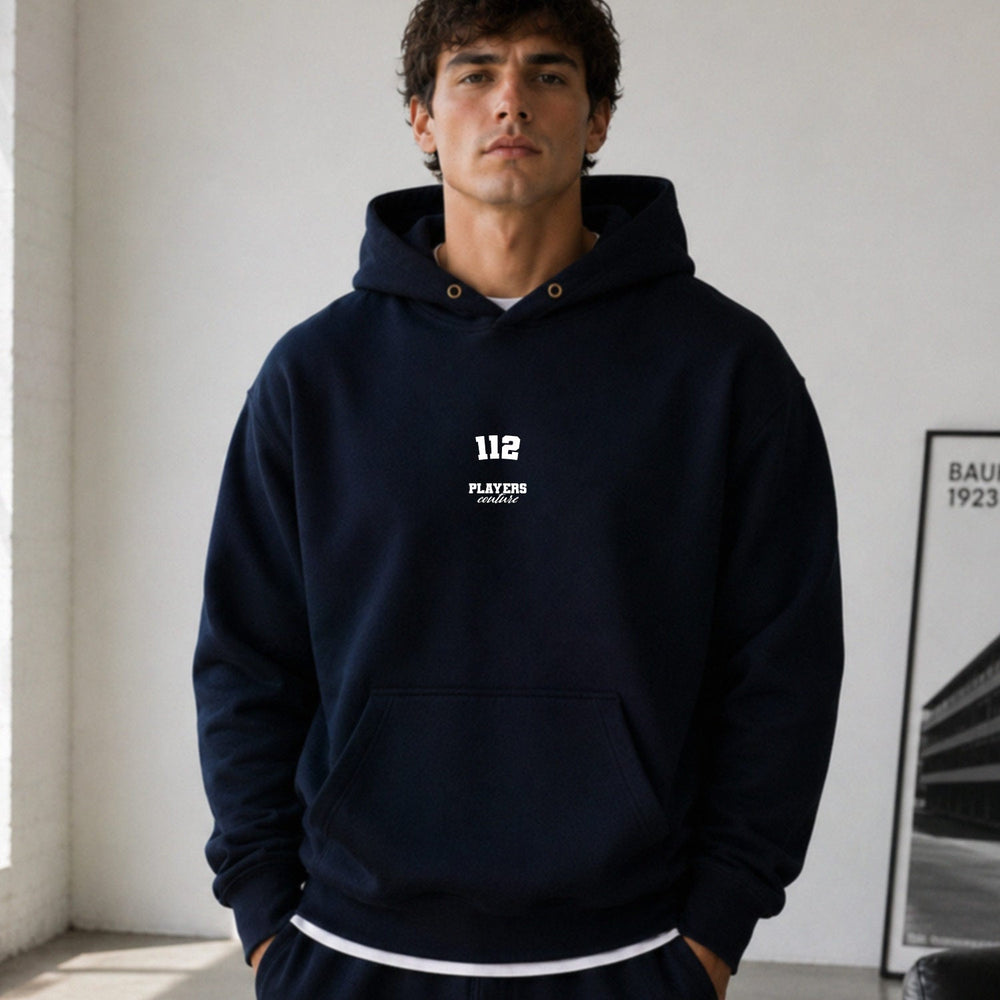 112 name-print hoodie - navy