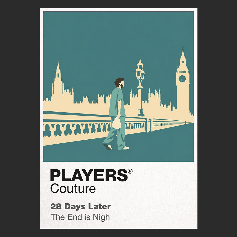 28 Days Later Jim crossing an abandoned London after the Rage virus empties the city Icon Frame artwork in black