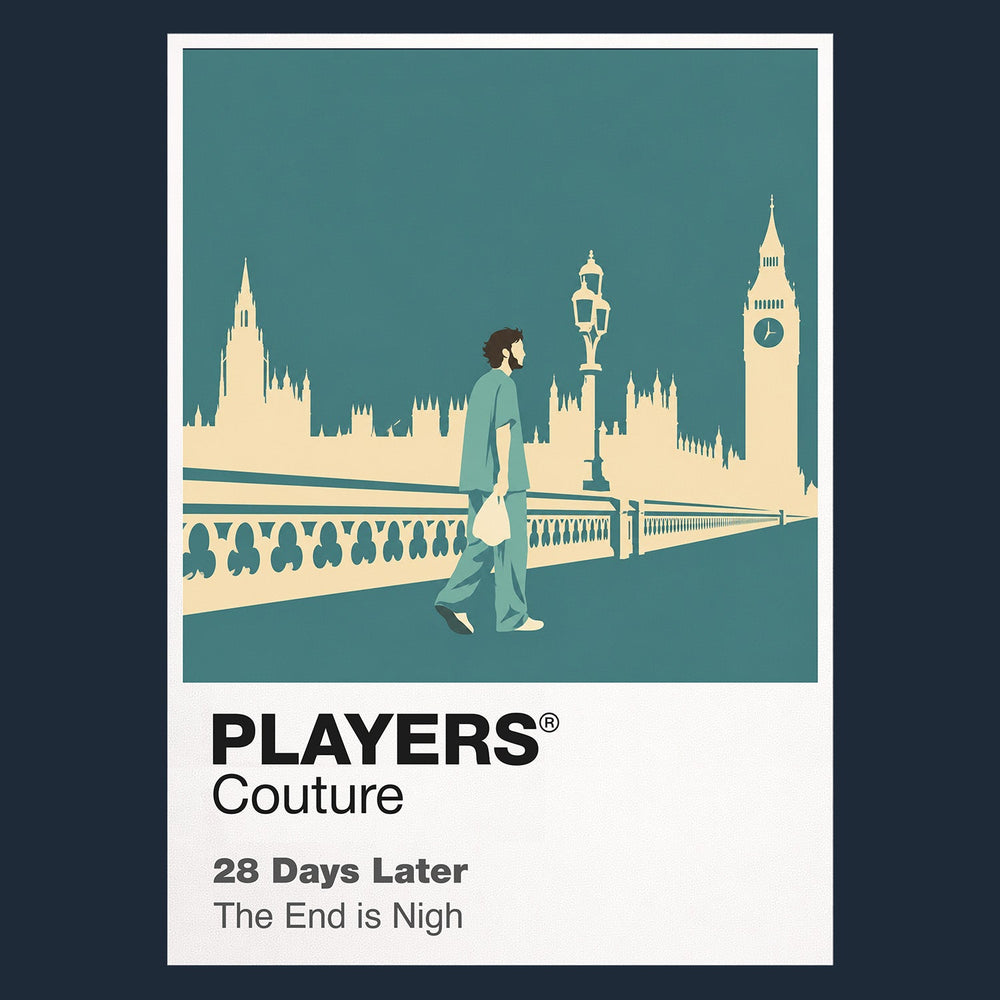 28 Days Later Jim crossing an abandoned London after the Rage virus empties the city Icon Frame artwork in navy