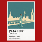 28 Days Later Jim crossing an abandoned London after the Rage virus empties the city Icon Frame artwork in red