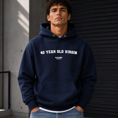 40-year-old-virgin name-print hoodie - navy