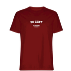 50 Cent t-shirt – red men's t-shirt with white 50 Cent letters and Players Couture logo on the chest