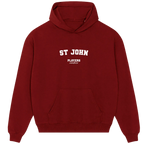Maroon Players Couture St John hoodie with white lettering, premium sports fanwear fashion