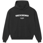 Shevchenko hoodie – black men's hoodie with white Shevchenko letters and Players Couture logo on the chest