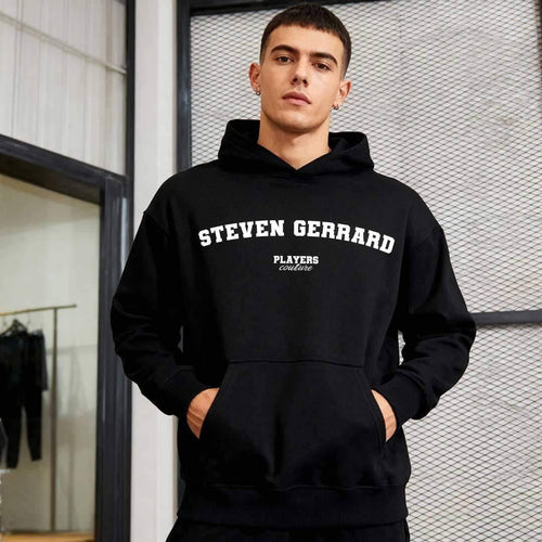 Steven Gerrard hoodie – navy men's hoodie with white Steven Gerrard letters and Players Couture logo on the chest