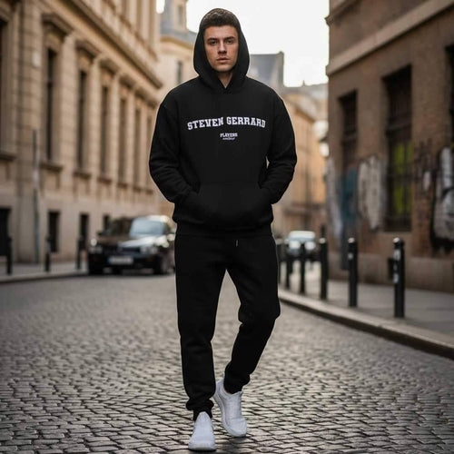 Steven Gerrard hoodie – red men's hoodie with white Steven Gerrard letters and Players Couture logo on the chest