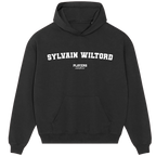 Sylvain Wiltord hoodie – red men's hoodie with white Sylvain Wiltord letters and Players Couture logo on the chest